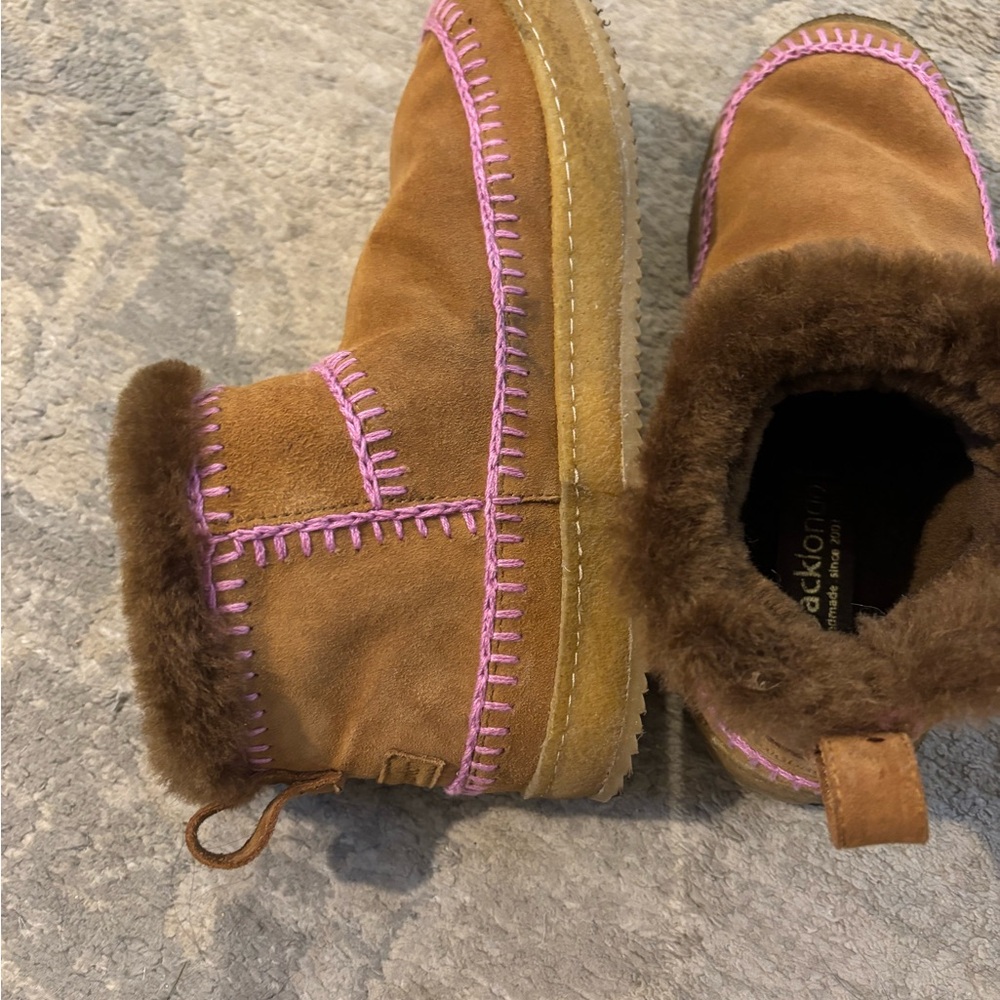 Brown Ankle Boots with Pink Stitching - Picture 5 of 5